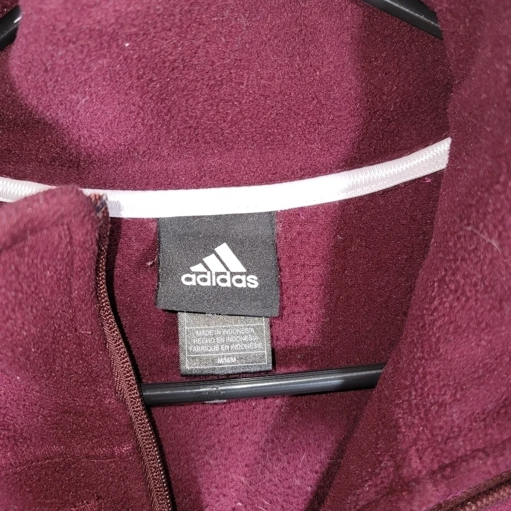 Adidas Mississippi State Bulldogs 1/4 Zip Fleece Pullover 3 Stripe Sleeve Size M